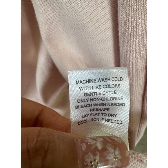 Peyton Primrose Women's Powder Pink Mix Ribbed Front Pockets Open Cardigan L - Picture 7 of 7